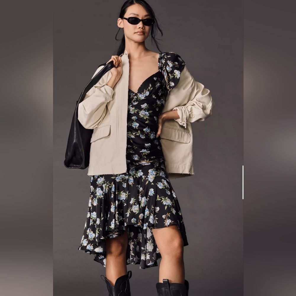 Anthropologie Floral Black Dress . NWT